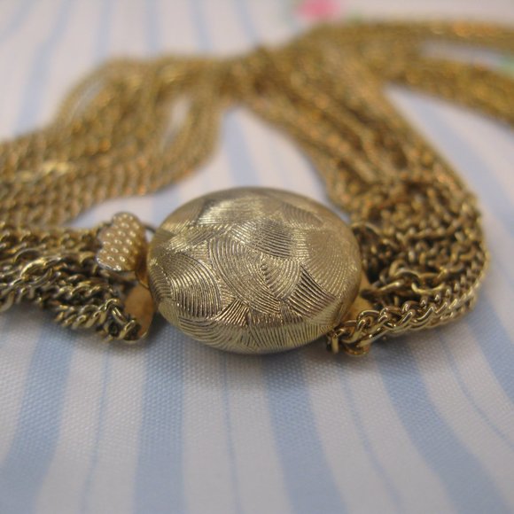 Vintage Gold Tone Multi Strand Chain Layered Necklace 23" L - Picture 4 of 8